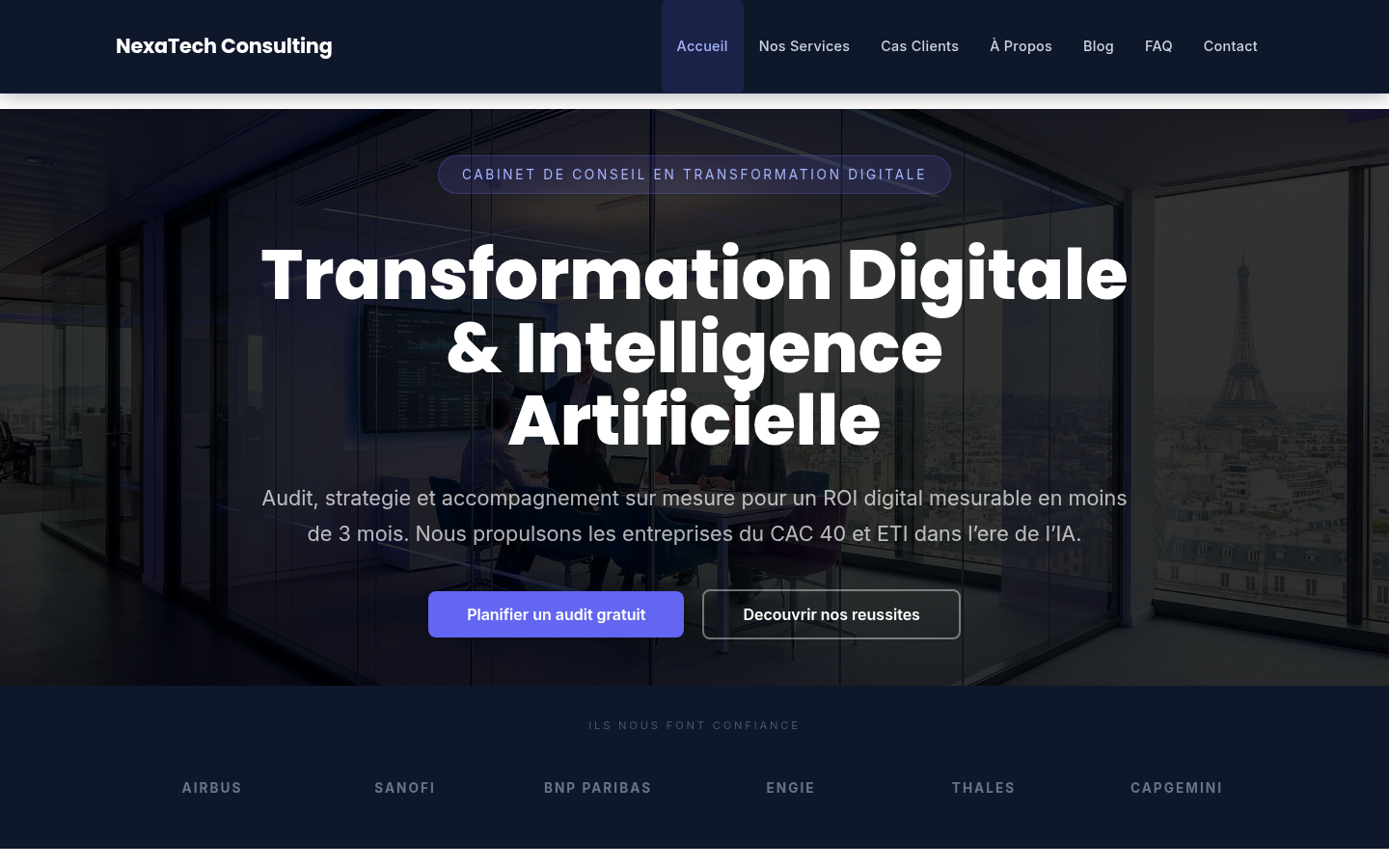 Site corporate NexaTech Consulting — Paris